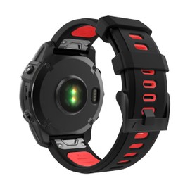 Astorgos 22mm Watch Strap Compatible with Garmin Fenix 7/7 Pro/6/6 Pro/5/5 Plus/Forerunner 965/955/945/Instinct Solar/Instinct 2, Quick Release Watch Strap Waterproof Sport Wristband, Black/Red