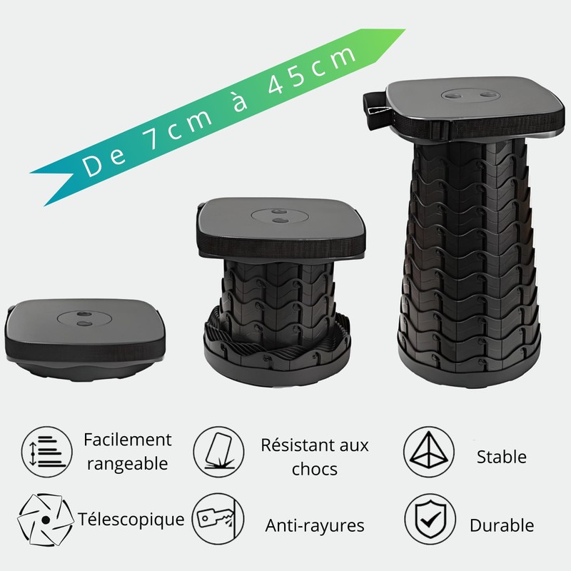 Cleverstool Portable Folding Telescopic Stool Square Retractable Lightweight & Compact