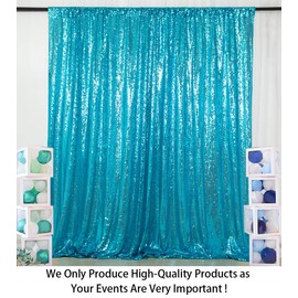 ShiDianYi Sequin-Backdrop Turquoise 2 Panels 4FTx6FT Backdrop for Photography Aqua Blue Sequin Photo Backdrop for Birthday Wedding Backdrop Glitter Backdrop for Baby Shower Backdrop Happy Birthday