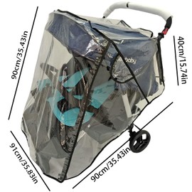 Stroller Rain Cover,Universal Rain Cover for Side by Side Baby Stroller, Double Stroller Cover for Rain and Wind,Baby Outdoor Activities Accessories.