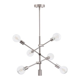 Linea di Liara Stella Large Brushed Nickel Sputnik Light Fixture Mid Century Modern Chandelier Light Fixtures Ceiling Sputnik Pendant Lighting Starburst Chandelier, UL Listed