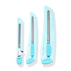 San-rio Utility Knife Box Cutters Set - Retractable 3 Sizes Small/Medium/Large - Kawaii Design with Textured Grip - Multi-Purpose Cutter for Paper, Craft, Box Opener (Pocahco-Dog)