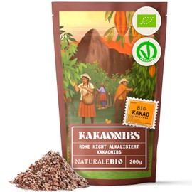 NaturaleBio Organic Raw Cocoa Nibs | 200g | Pure & Natural Superfood | Rich in Magnesium, Potassium & Iron