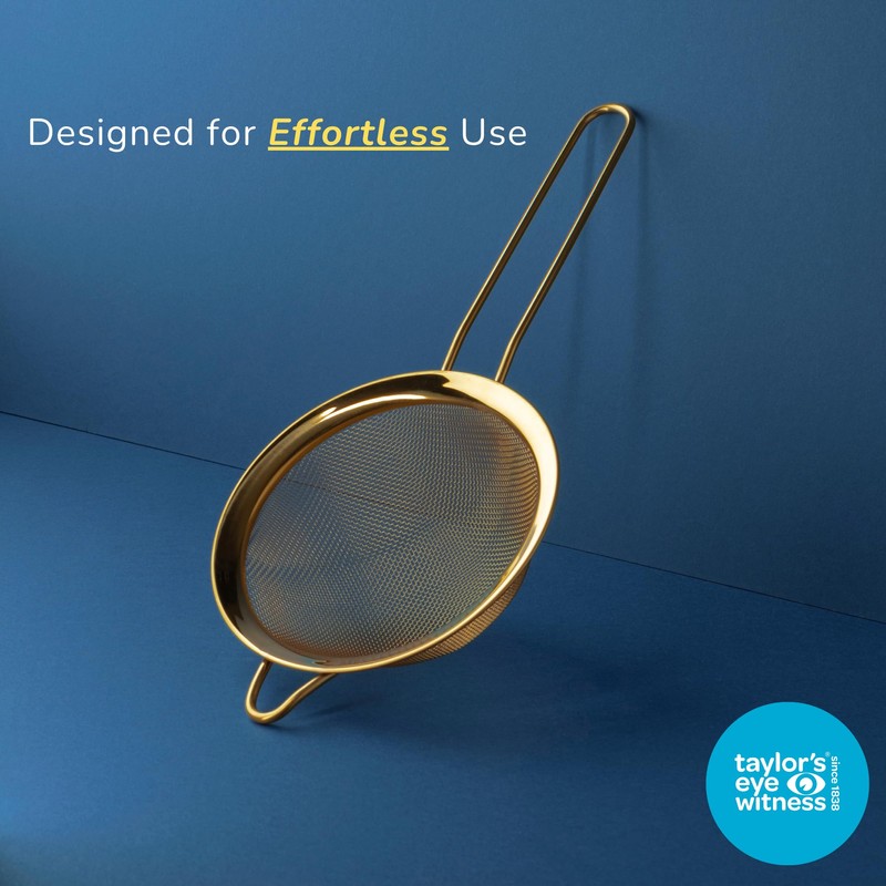 Heavy-Duty 14cm Gold Colour Sieve - Fine Mesh Strainer with