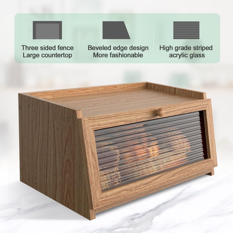 LOHASOK Bread Box for Kitchen Countertop Large Bread Box Farmhouse