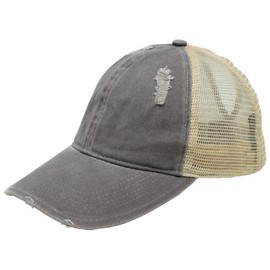 Ponyflo Mesh Back Ponytail and Messy Bun Ponycap with Full Back Opening (Emily Grey)