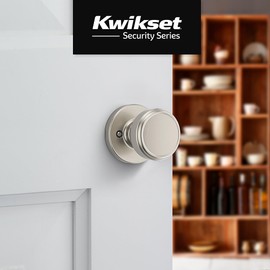 Kwikset Maven Dummy Door Knob, Single Sided Round Handle for Closets, French Double Doors, and Pantry, Satin Nickel Non-Turning Interior Push/Pull Door Knob, with Microban Protection
