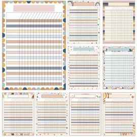 9 PCS Boho Rainbow Classroom Charts Boho Classroom Incentive Chart Homework Data Charts Rainbow Reward Chores Chart for Kids Behavior Learning School Attendance Homework Progress Tracking Pads