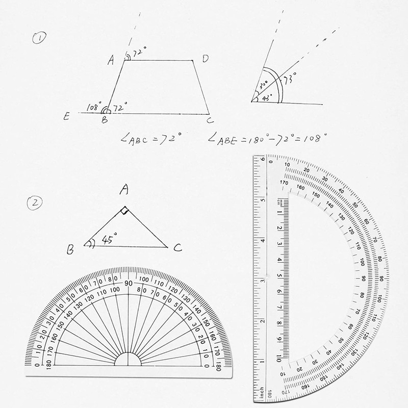 Zonon 2 Pcs 6 Inch 4 Inch Plastic Protractor Math