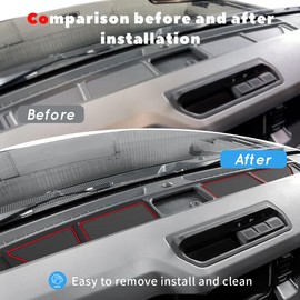 Auovo Dash Cover Tray Compatible with Ford Bronco Accessories 2025 2021 2022 2023 2024 Anti-Slip Silicone Dashboard Compartments Mat fit Bronco 2/4-Door Interior Dash Pad Liners 2-pc Set (Red Trim)