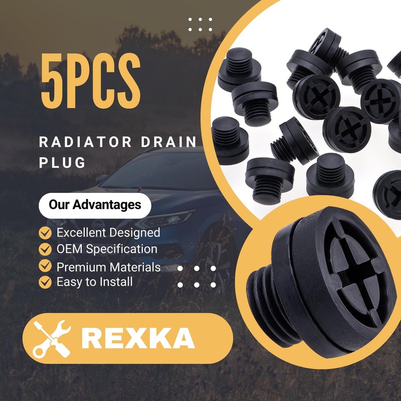Rexka 5pcs Radiator Drain Plug 21440-50Y00 for Nissan Infiniti Altima