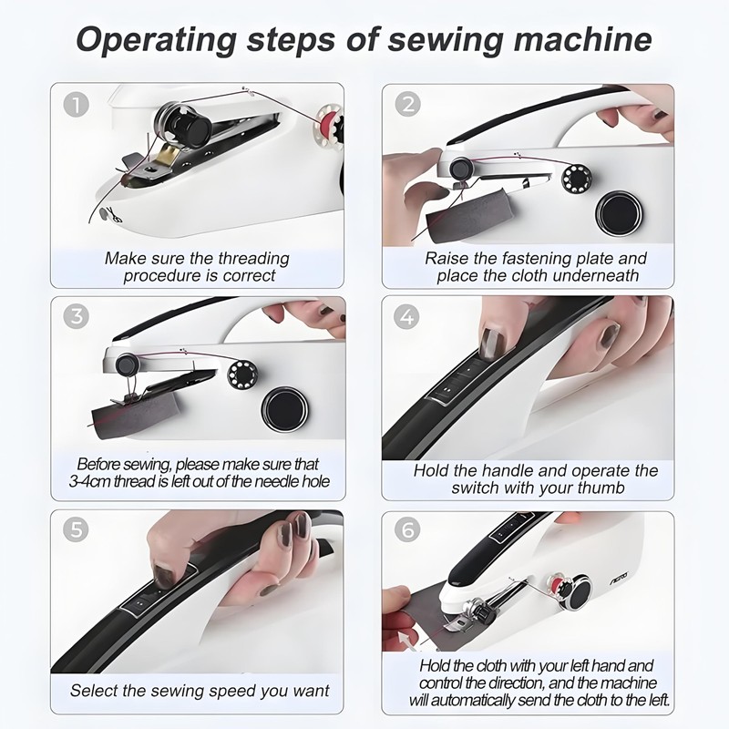 Handheld Sewing Machine, Mini Hand for Beginners, 2 Speed Adjustment