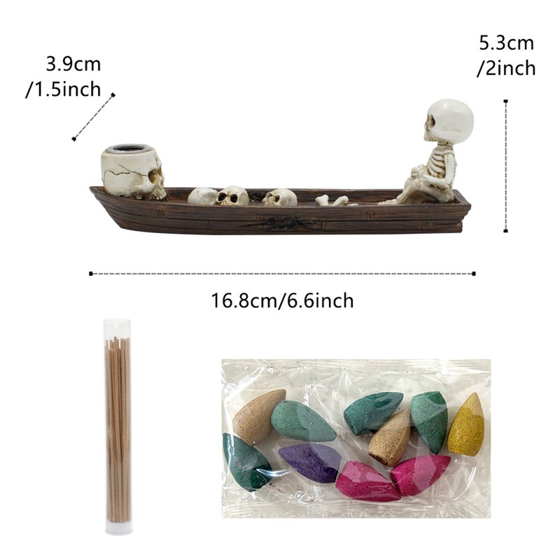 Skeleton Boat Incense Burner Holder Creative Incense Ash Catcher Tray