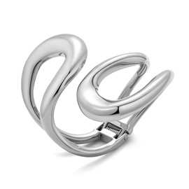 WOWORAMA Silver Chunky Bangle Bracelet for Women Heavy White-Gold Statement Bracelet Chunky Double Layer Teardrop Cuff Bracelets Hinged Open Bangle Trendy Jewelry