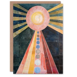 Artery8 Greeting Card Hilma Af Klint Inspired Abstract Pink Geometric Blank For Him Or Her Art Birthday Card