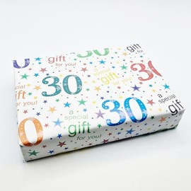 Party Angels 2 Sheets 30th Birthday White Multi Colour Wrapping Paper Age 30 Birthday Gift Wrap Paper Male/Female/Unisex White & Multi Colour (PA)