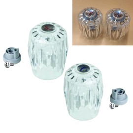 Generic Shower Handles with Adapter fits Valley, Eljer Tub, Shower Handles with Adapter - Clear Acrylic, 3" Height D Broach, Universal Fit for Various Faucets, Exact OEM Style Match - Pair