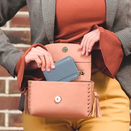 GHGMAO Credit Card Holder Accordion Wallet for Women RFID Blocking Genuine Leather Wallets Ladies Card Case Female Multi Card Organizer Zipper Purse with 20 Card Slots, Blue, Rfid Card Holder