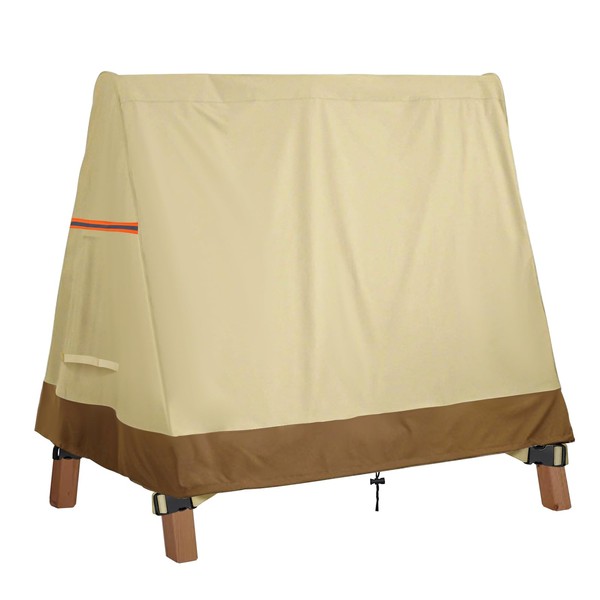 Outdoor Swing Cover A Frame 420D Waterproof Porch Swing Cover UV Resistant Weather Protector Patio Furniture Cover for Outdoor Furniture 72x67x55 Inch,Beige