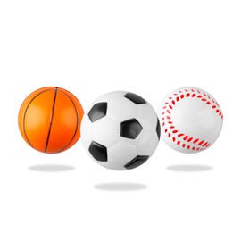 Bojueshaw 3pcs Soft Foam Sports Balls Set,Squeeze Toys,Mini Football,Basketball & Baseball,Sports Stress Ball for Kids Play Relaxation