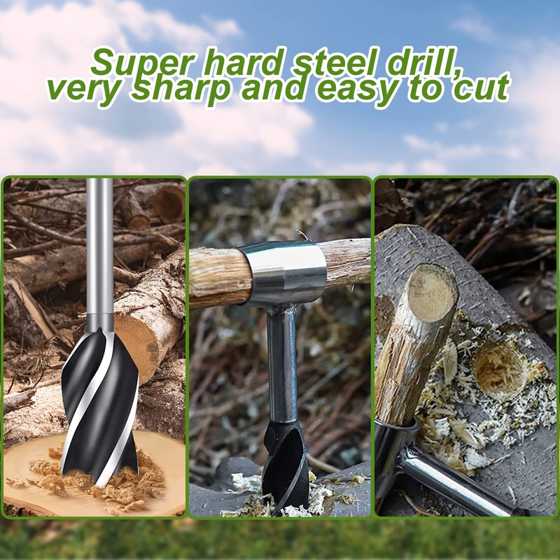 Bushcraft Hand Auger Wrench Survival Settlers Tool Manual Hand Wood