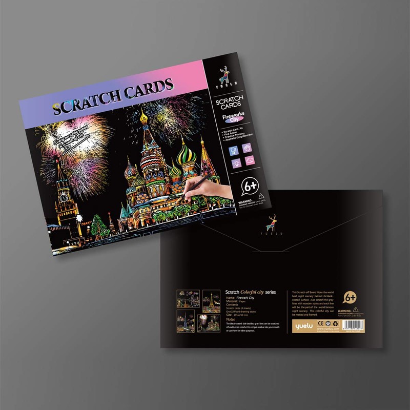 Rainbow Scratch Art Painting Paper (A4) for Adult & Kids,
