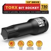 KIRXST 1/2" Drive T80 Torx Bit Socket, 6 Point Star