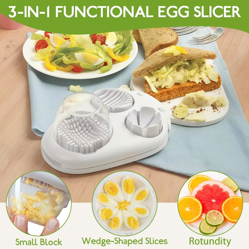 3 in 1 Egg Slicer, Stainless Steel Multipurpose Egg Cutter,