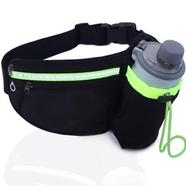 Guyode Bum Bag with Bottle Holder, Running Belt, Running Belt, Hydration Belt Running, with Zip Pockets for Travel, Jogging, Hiking, Dog Walking, Climbing (Bottles Not Included)
