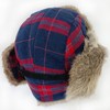 Winter Trapper Hat,Warm Faux Fur Aviator Hat(RedBlue,S/M)