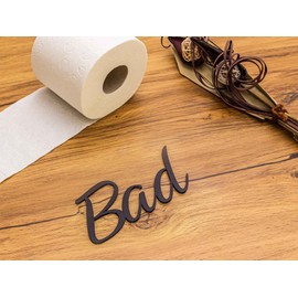 Bathroom Door Sign, Toilet, Guest Toilet Sign, Black, German Text “Bad”