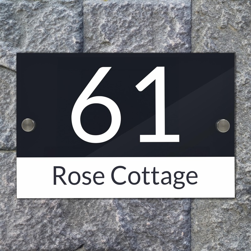 Badgemaster Modern Anthracite House Number Sign Plaque Stainless Steel Standoffs