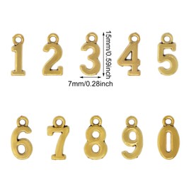 Honbay 100PCS Number 0~9 Pendants Figures 0-9 Charms Arabic Numerals 0-9 Pendants Bead Charms Alloy Number Charms Pendants for Keychains Bracelets Necklaces Jewelry Making and DIY Crafts