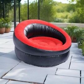 eBoutik - Xmas Round Shaped Inflatable Lounge Inflatable Chair for Indoor& Outdoor - Christmas Soft Fabric Seating For Garden, Festival, Indoor Gamaing - 90s Style (Red)