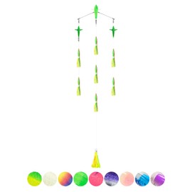 BLUEWING 18in Upgraded Fishing Spreader Bar Port Canyon with 6in Floating Squids, Trolling Birds, Big Game Trolling Lure and 316 Stainless Steel Rod for Wahoo Tuna Marlin Mahi Mahi, Yellow/Green