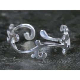 NicoWerk SRI846 Women's Silver Ring 925 Sterling Silver Ethnic Striking Playful Filigree Shiny Adjustable Open