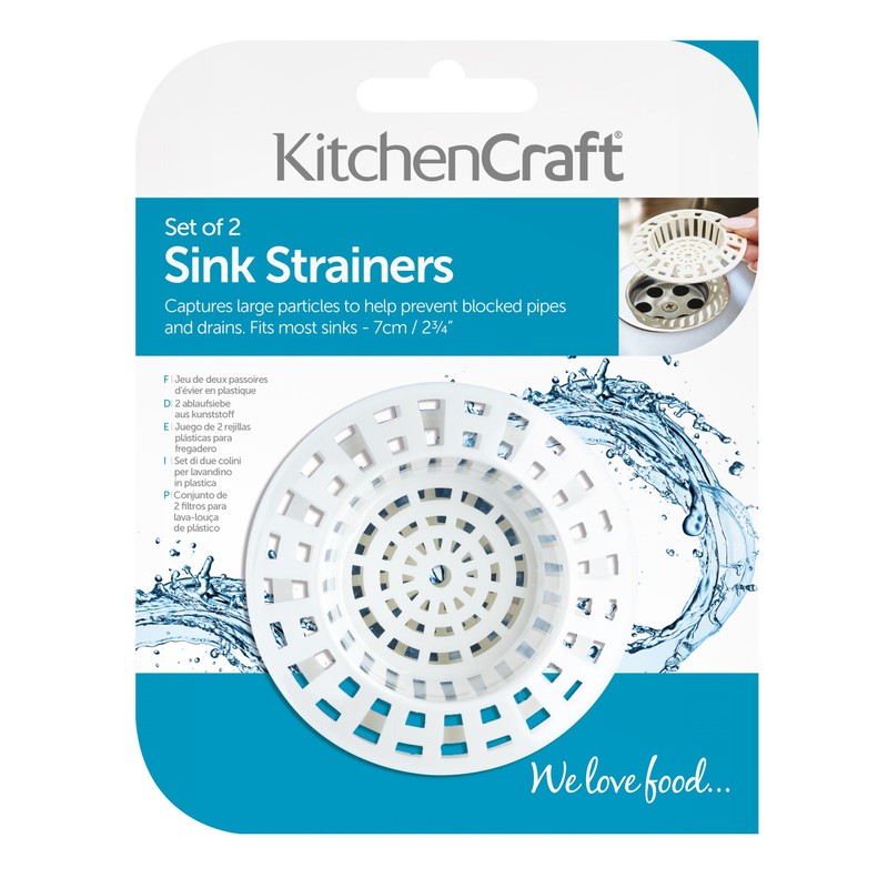 KitchenCraft SINKSTRAINER Sink Strainer / Drain Hair Catcher Set, Plastic,