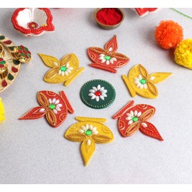ARTISENIA Diya Acrylic Rangoli Floor Decorations Table Decoration Studded Stones Sequins Traditional Festive Home Door Déco | JLARTS-14
