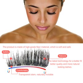 Joyeee Magnetic Eyelashes, 4pairs Dual Magnetic False Fake Eye Lashes Reusable Curly Wispy Thick Fluffy eyelashes with Applicator, No Need Glue 3D Look Eye Makeup for Girls Teen Women Starter Gift