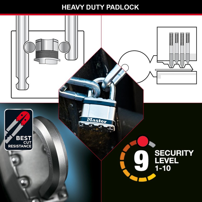 MASTER LOCK Heavy Duty Padlock [Laminated Steel, Stainless Steel Body