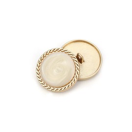 5 PCS Vintage Gold Women's Buttons for Clothing Decoration Metal Coat Button DIY Sewing Craft Accessories (White, 15mm)