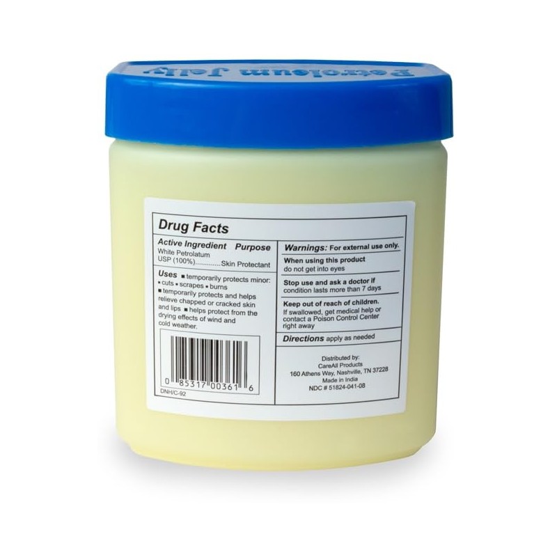 CareAll Petroleum Jelly 8 Oz Jar., Unscented, 100% Pure White