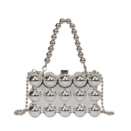 Tngan Women Acrylic Evening Clutch Box Purse Unique Handbag for Wedding Cocktail Party Banquet, Silver