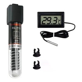 Calentador De Acuarios 50w Con Termómetro Digital Sumergible                                                                                          