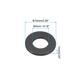 PATIKIL M4 Nylon Flat Washer, 100 Pack 4mm ID 10mm OD 1mm Thick Sealing Spacer Gasket Ring for Faucet Pipe Water Hose Fastener Bolt, Black