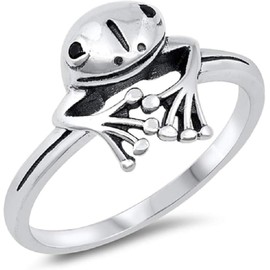 Cute Smiling Treefrog Animal Frog Ring (X557, One size)