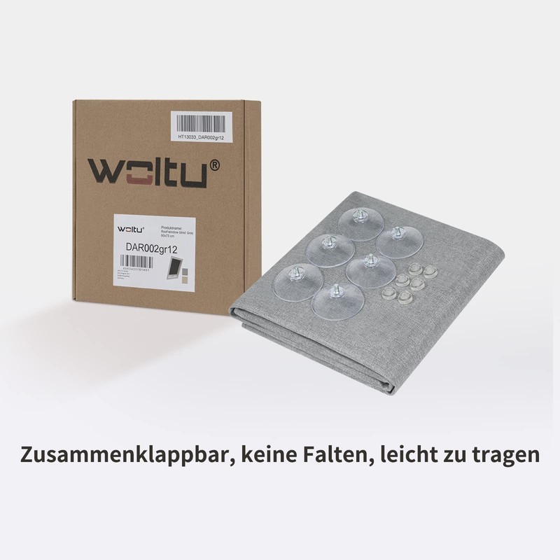 WOLTU Thermal Skylight Roller Blind, No Drilling, Sun Protection, Blackout