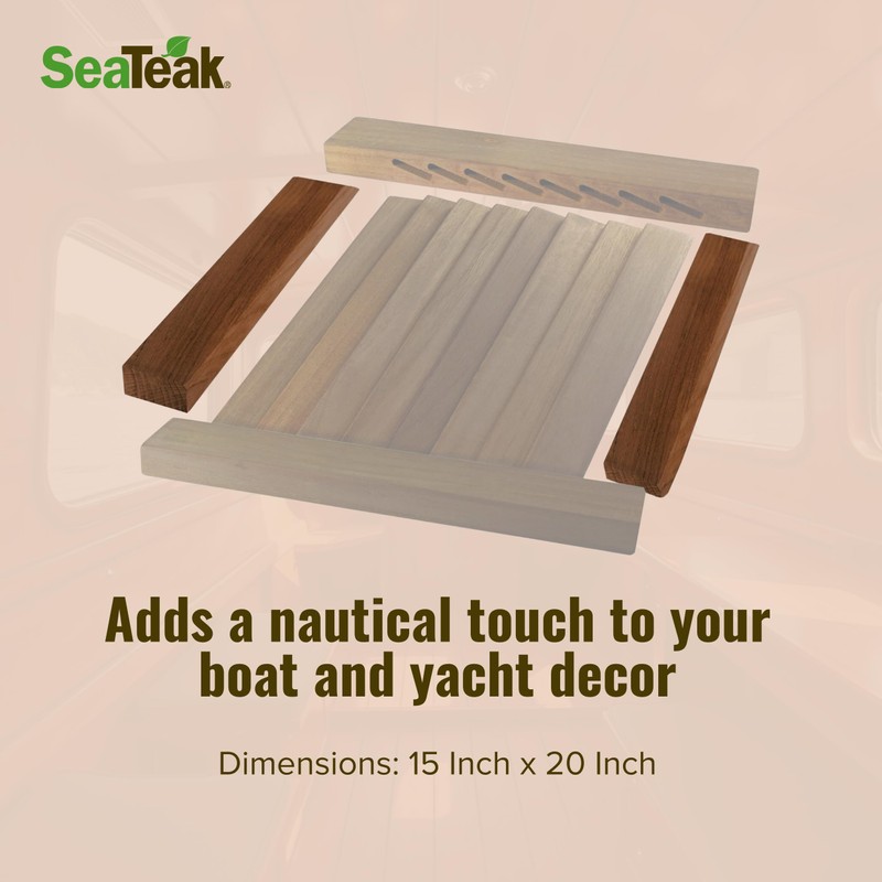 SeaTeak 60725 Teak Louvered Door and Frame, Oblong, Left Hand