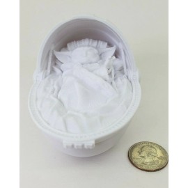 ErnicShop 3" Baby Yoda in Crib 3D Printed Mandalorian White PLA Plastic