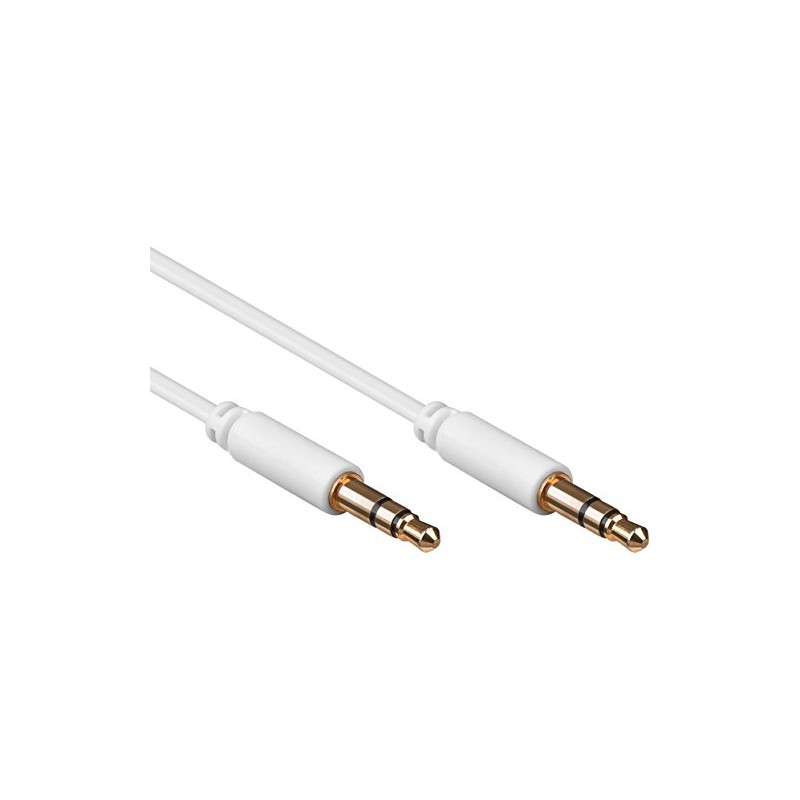 White SLIM 3.5mm Mini Stereo Jack to Jack Plug Audio